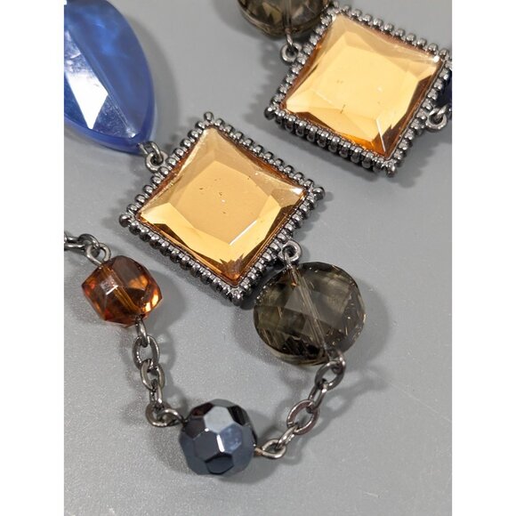 Lia Sophia Horizon Necklace Blue Golden Long Layering Statement Necklace 38 in - Picture 3 of 12